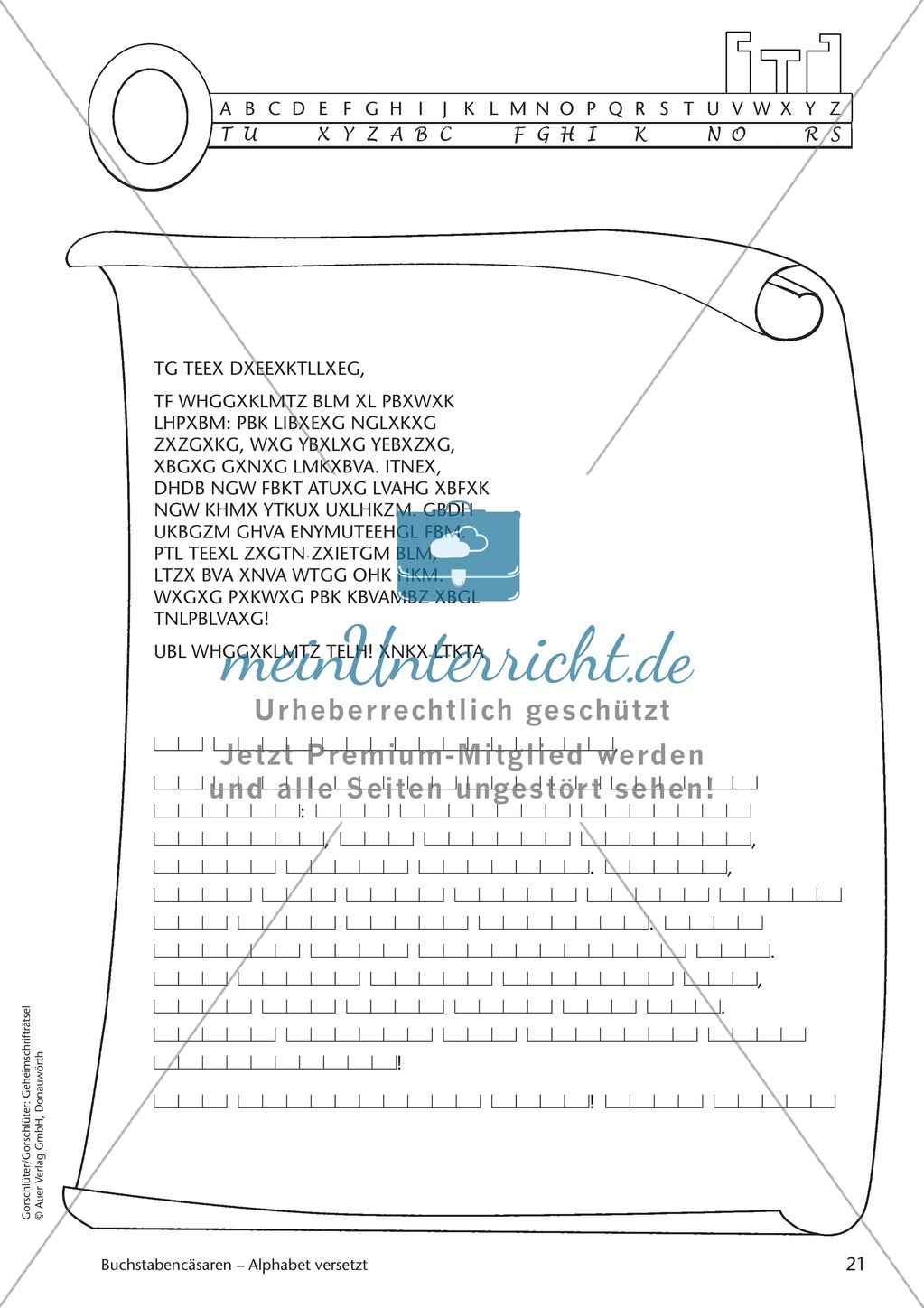 Geheimschrift Alphabet versetzt: Übungen Preview 7