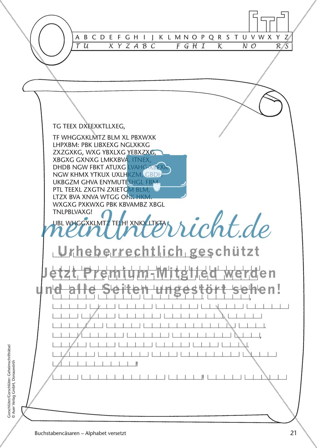 Geheimschrift Alphabet versetzt: Übungen Preview 7