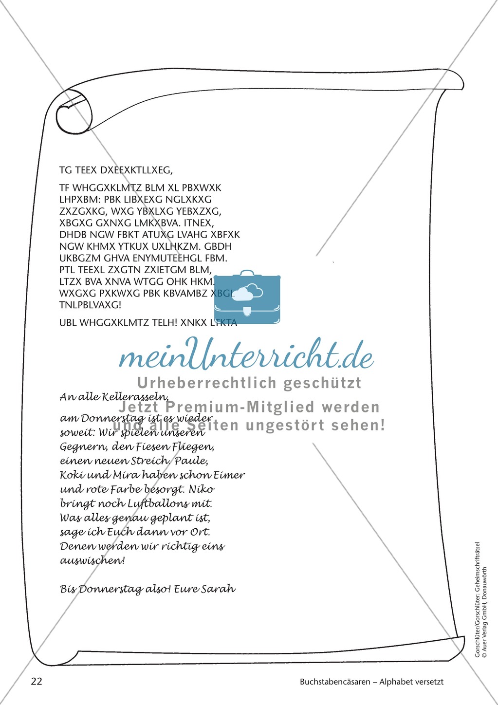 Geheimschrift Alphabet versetzt: Übungen Preview 8