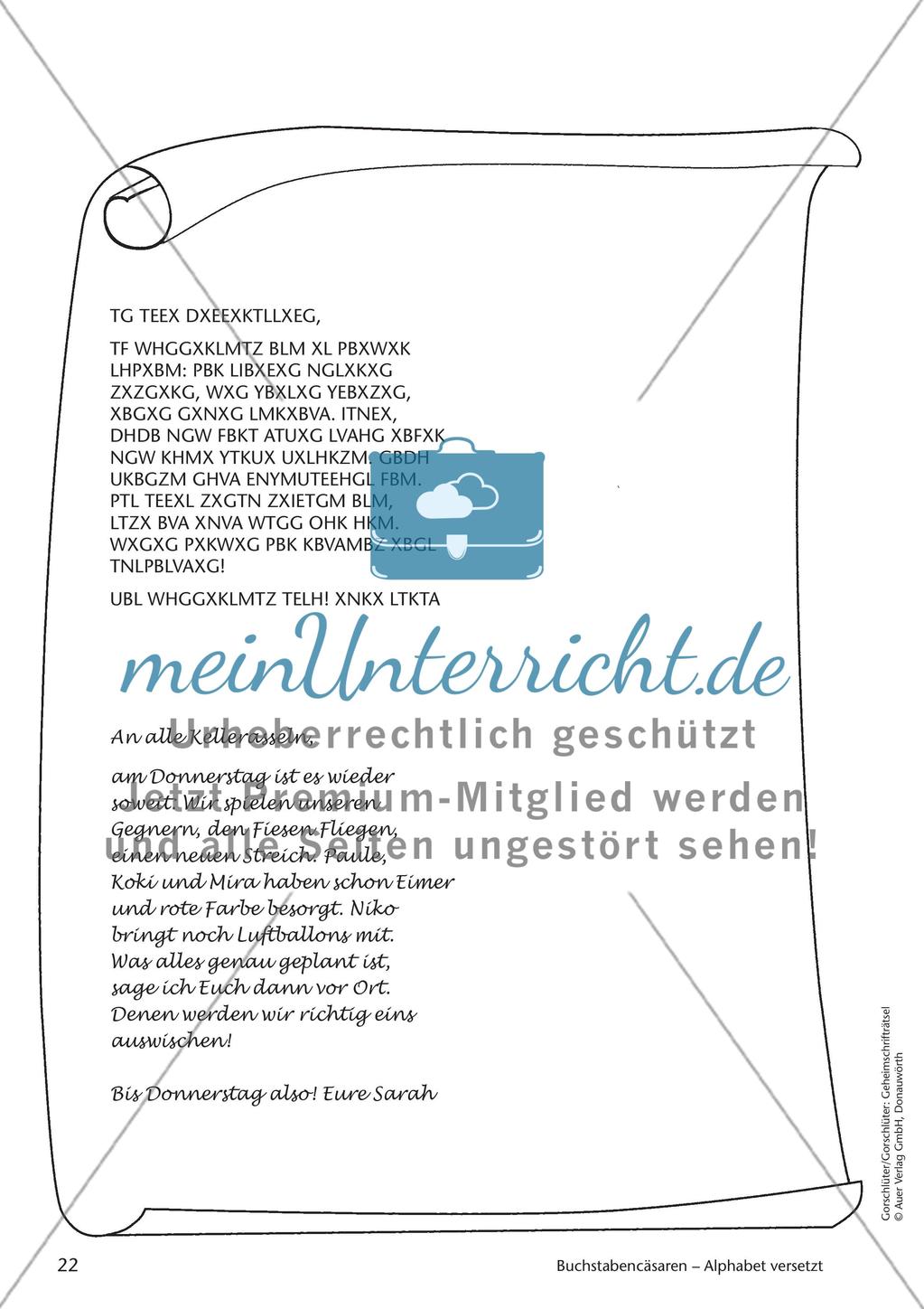Geheimschrift Alphabet versetzt: Übungen Preview 8