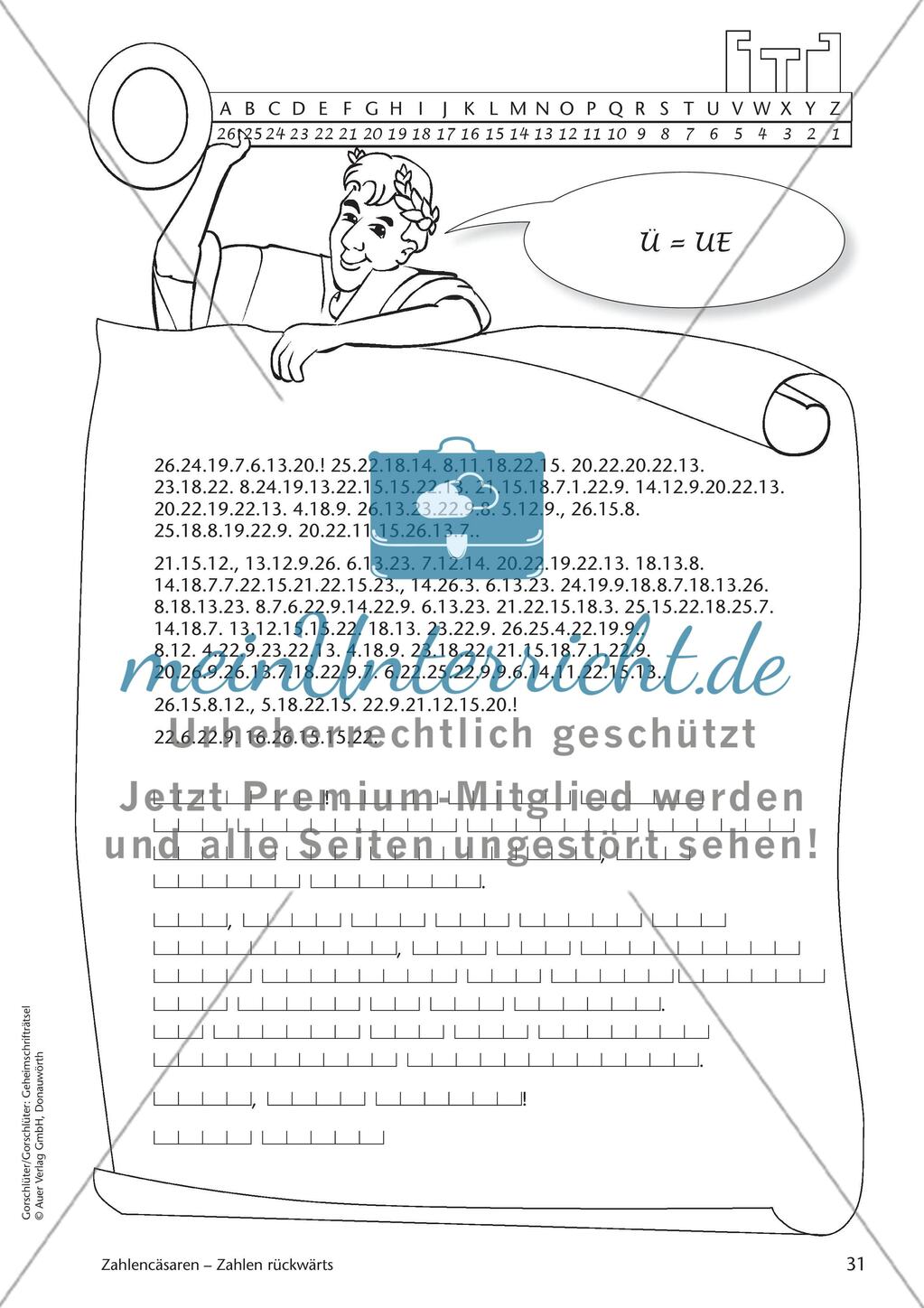 Geheimschrift Zahlen rückwärts: Übungen Preview 1