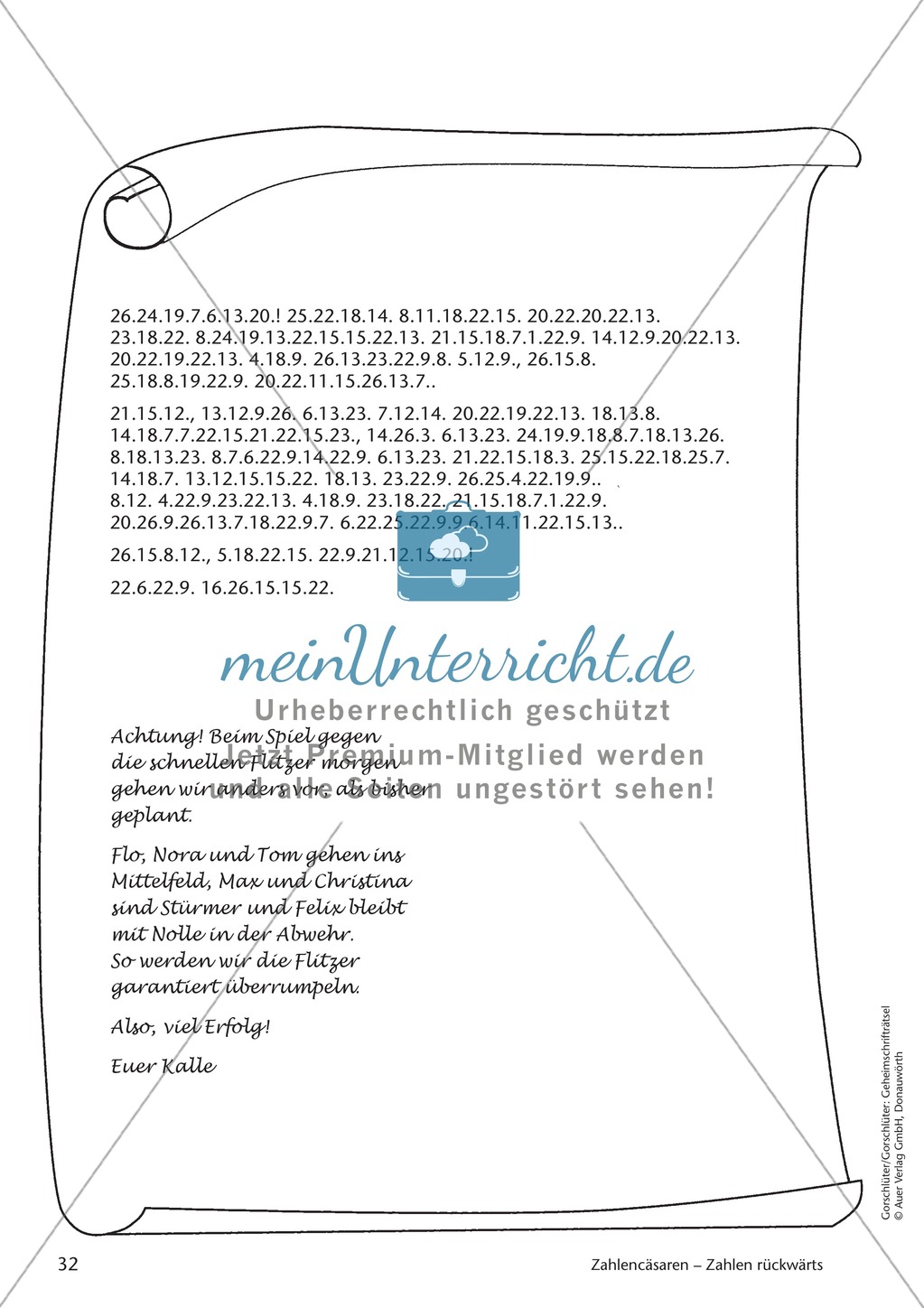 Geheimschrift Zahlen rückwärts: Übungen Preview 2