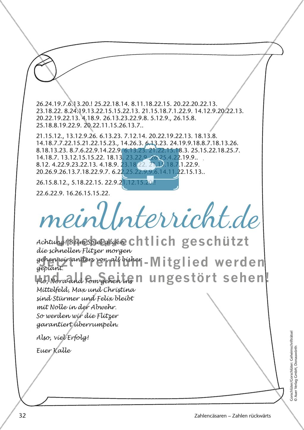 Geheimschrift Zahlen rückwärts: Übungen Preview 2
