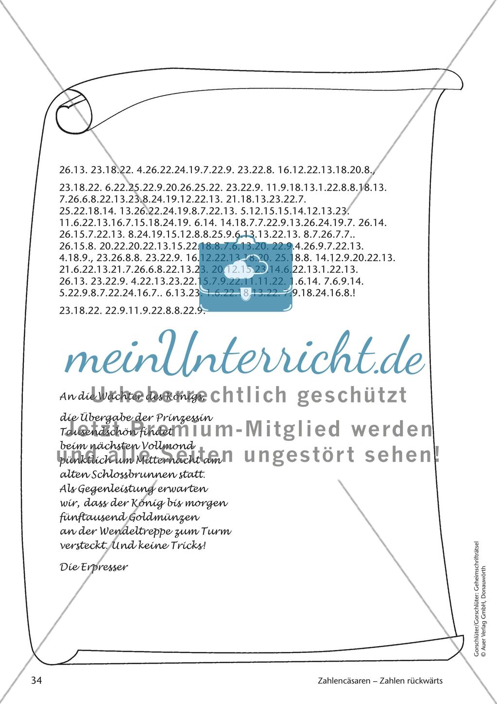 Geheimschrift Zahlen rückwärts: Übungen Preview 4