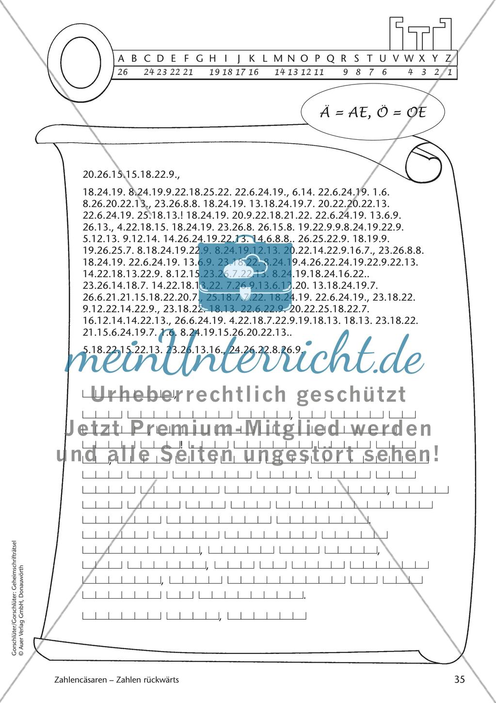 Geheimschrift Zahlen rückwärts: Übungen Preview 5