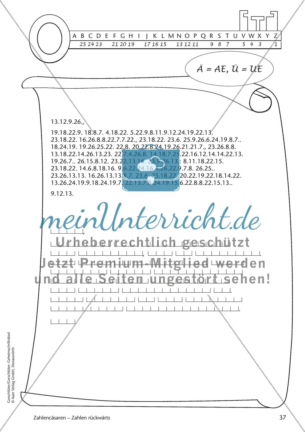 Geheimschrift Zahlen rückwärts: Übungen Preview 7