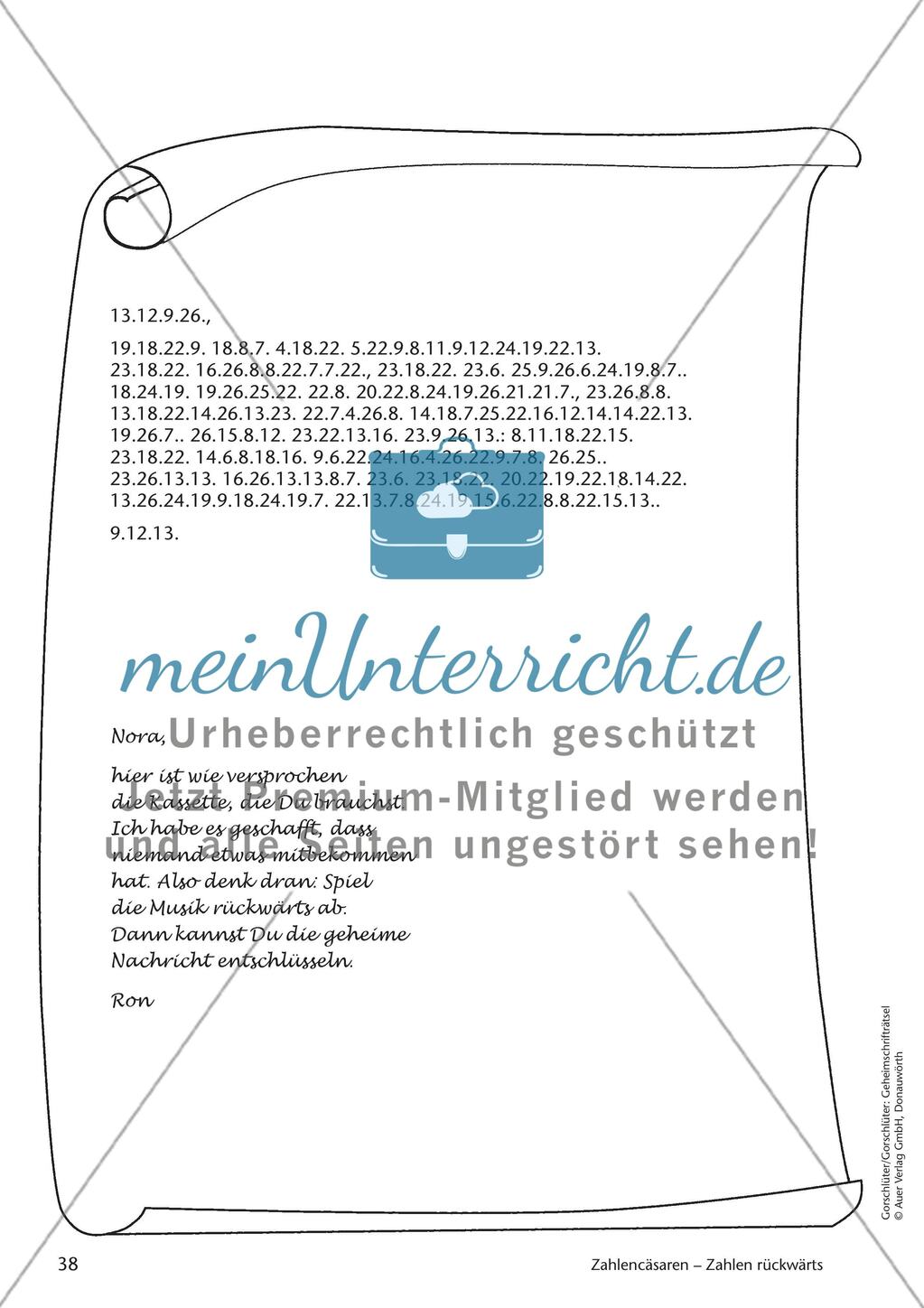 Geheimschrift Zahlen rückwärts: Übungen Preview 8
