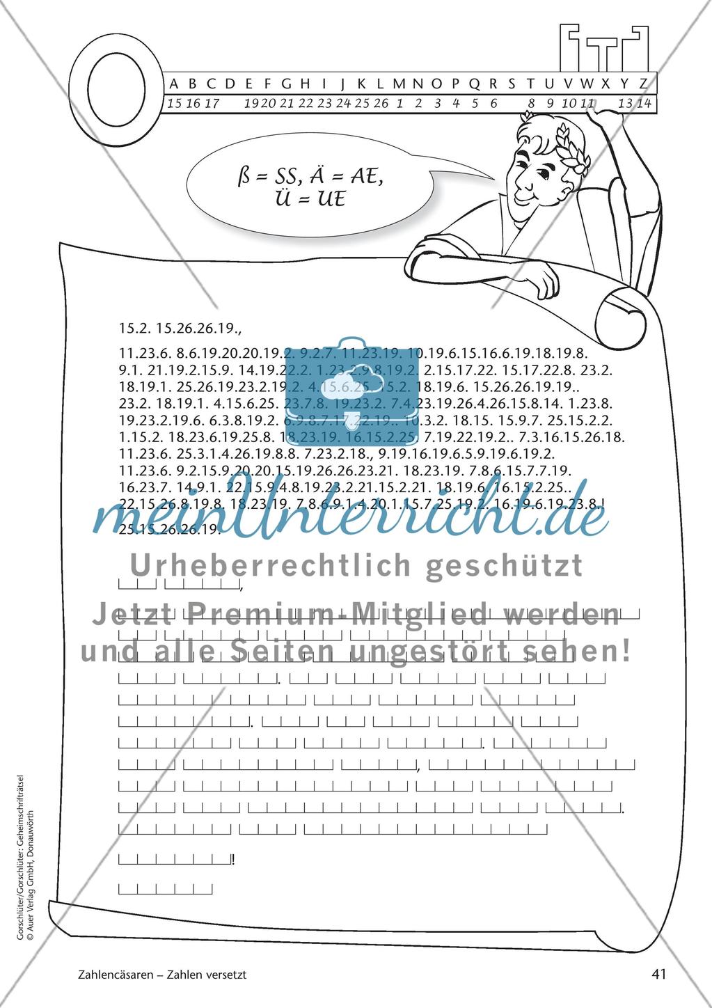 Geheimschrift Zahlen versetzt: Übungen Preview 3
