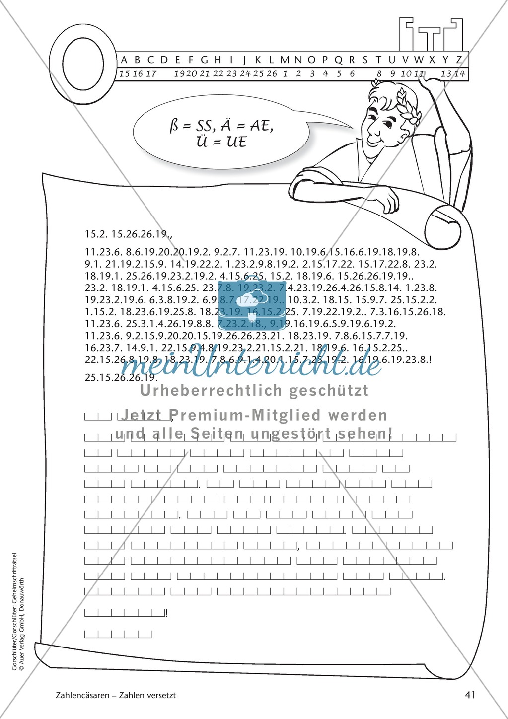 Geheimschrift Zahlen versetzt: Übungen Preview 3