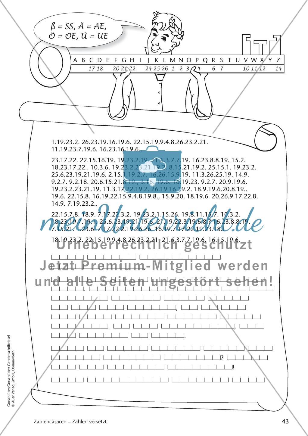 Geheimschrift Zahlen versetzt: Übungen Preview 5