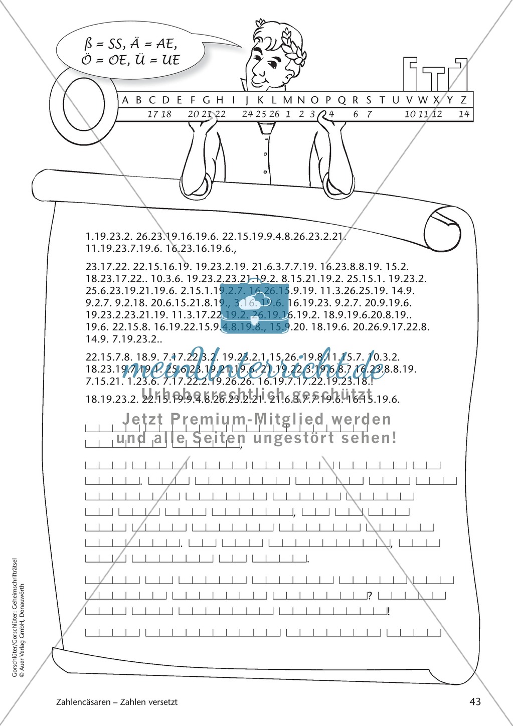 Geheimschrift Zahlen versetzt: Übungen Preview 5