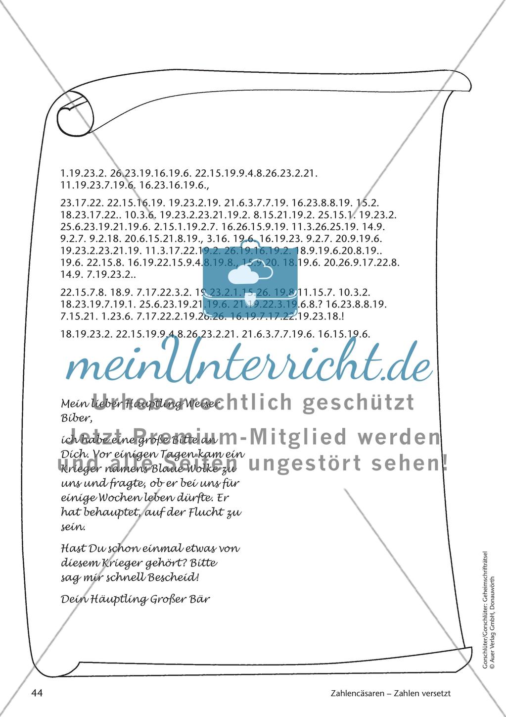 Geheimschrift Zahlen versetzt: Übungen Preview 6