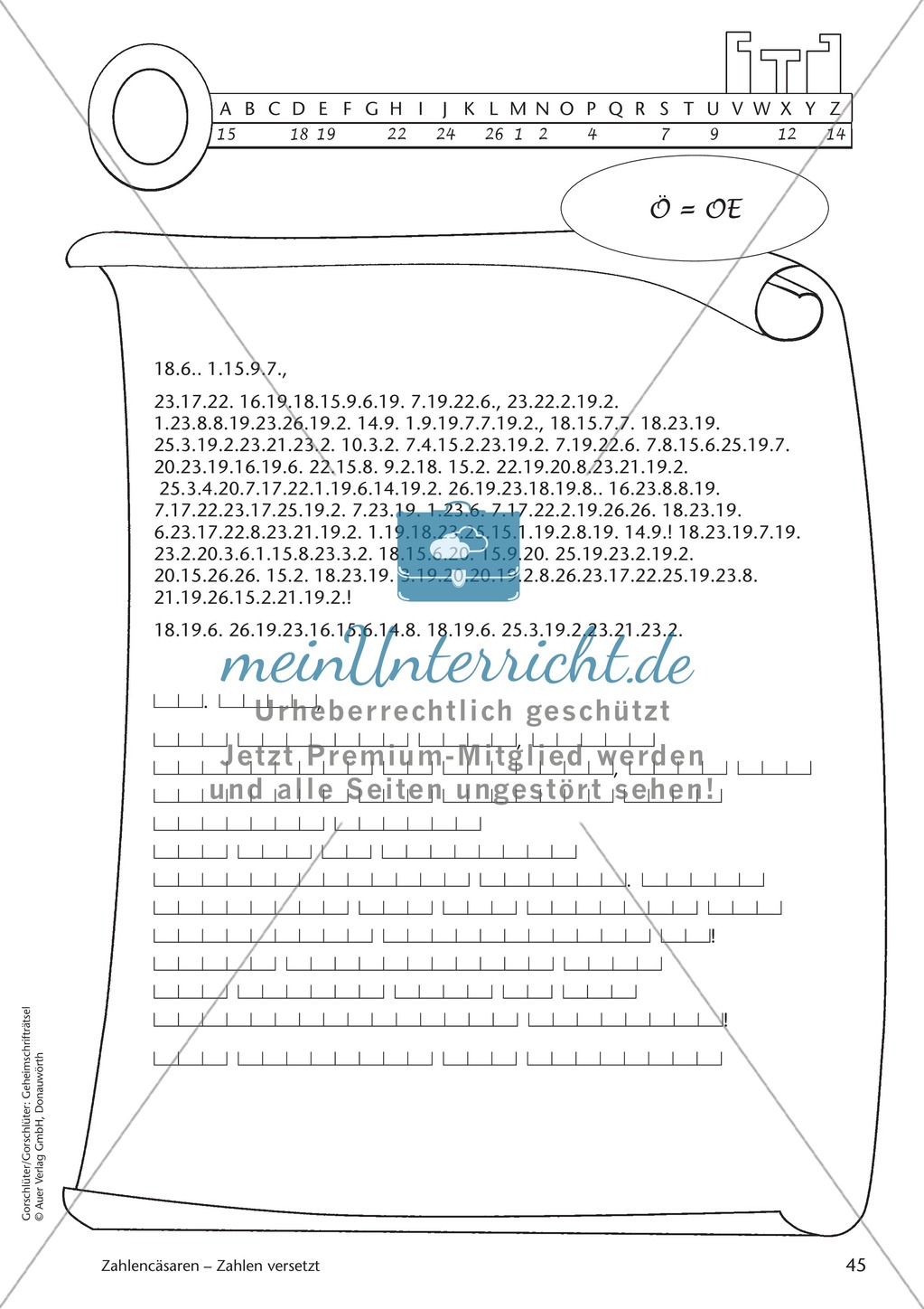 Geheimschrift Zahlen versetzt: Übungen Preview 7