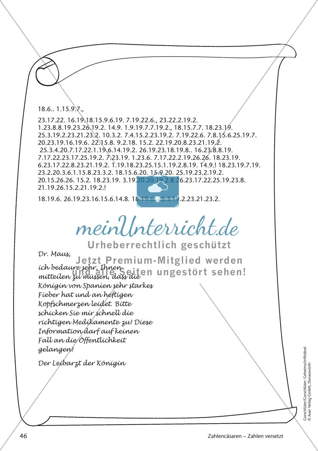 Geheimschrift Zahlen versetzt: Übungen Preview 8