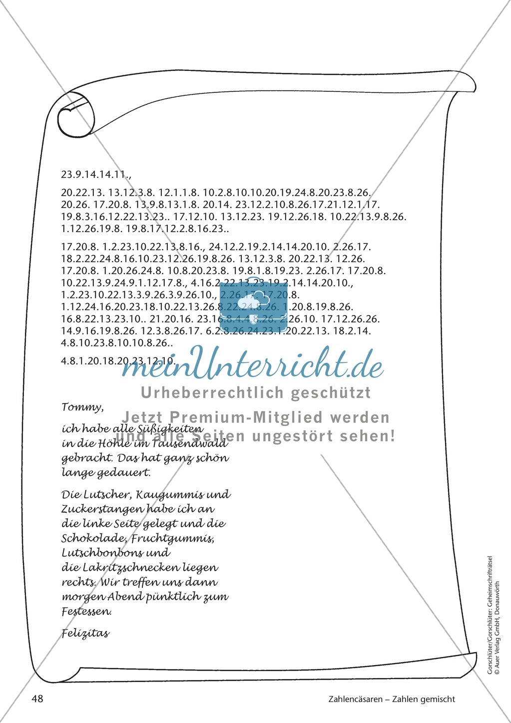 Geheimschrift Zahlen gemischt: Übungen Preview 2