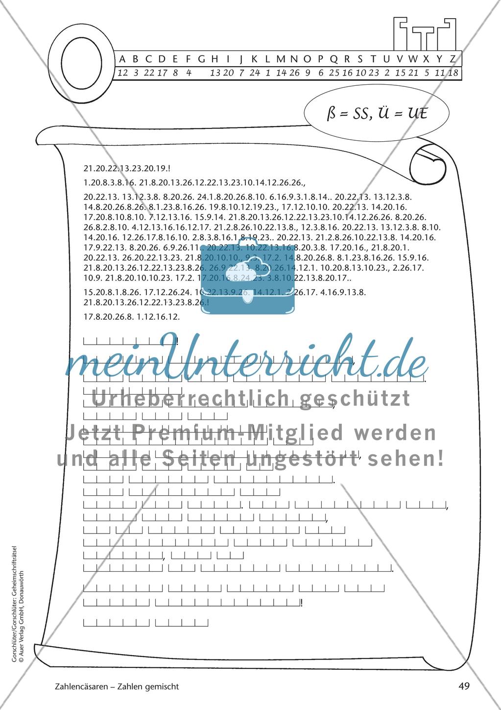 Geheimschrift Zahlen gemischt: Übungen Preview 3