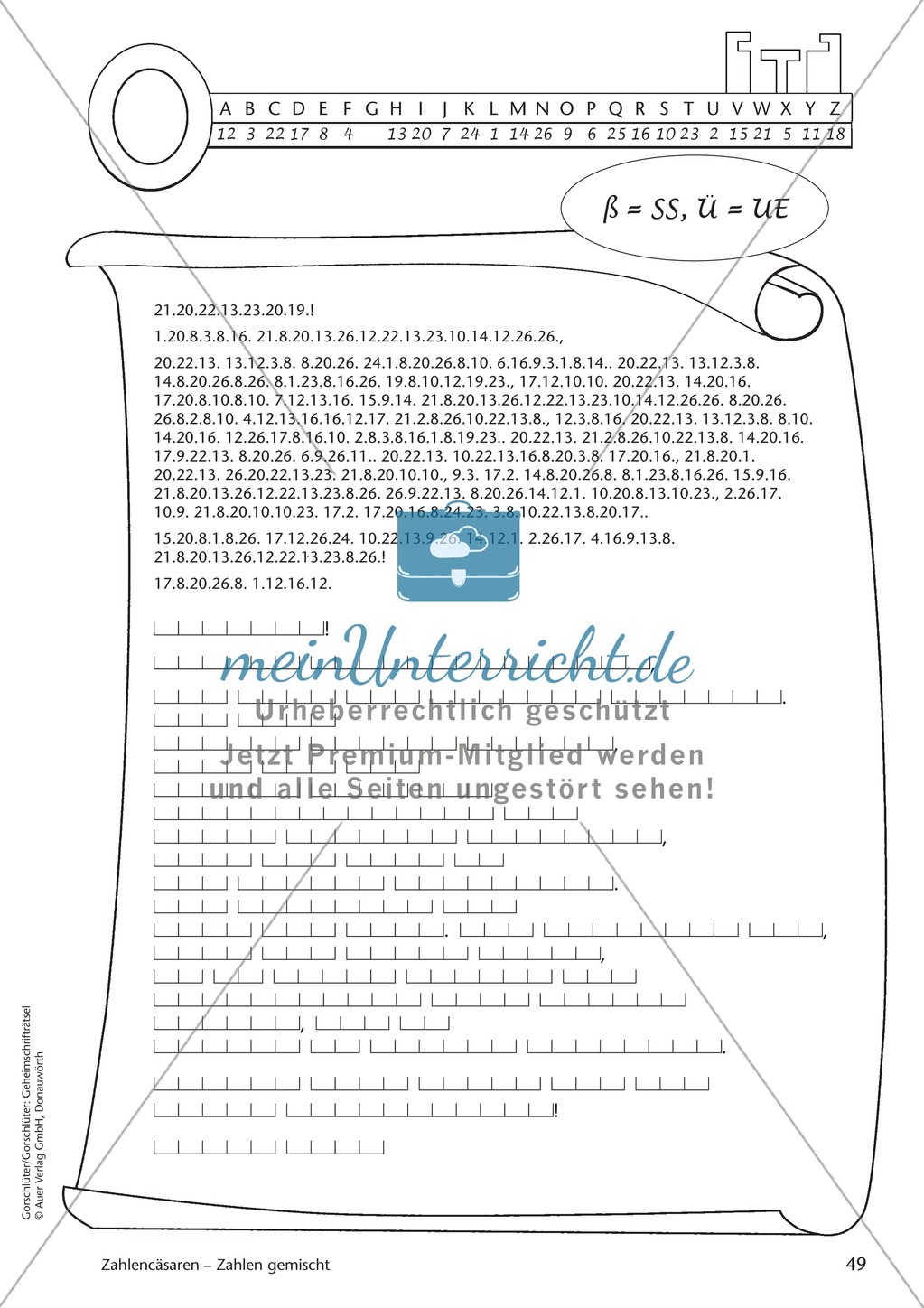 Geheimschrift Zahlen gemischt: Übungen Preview 3