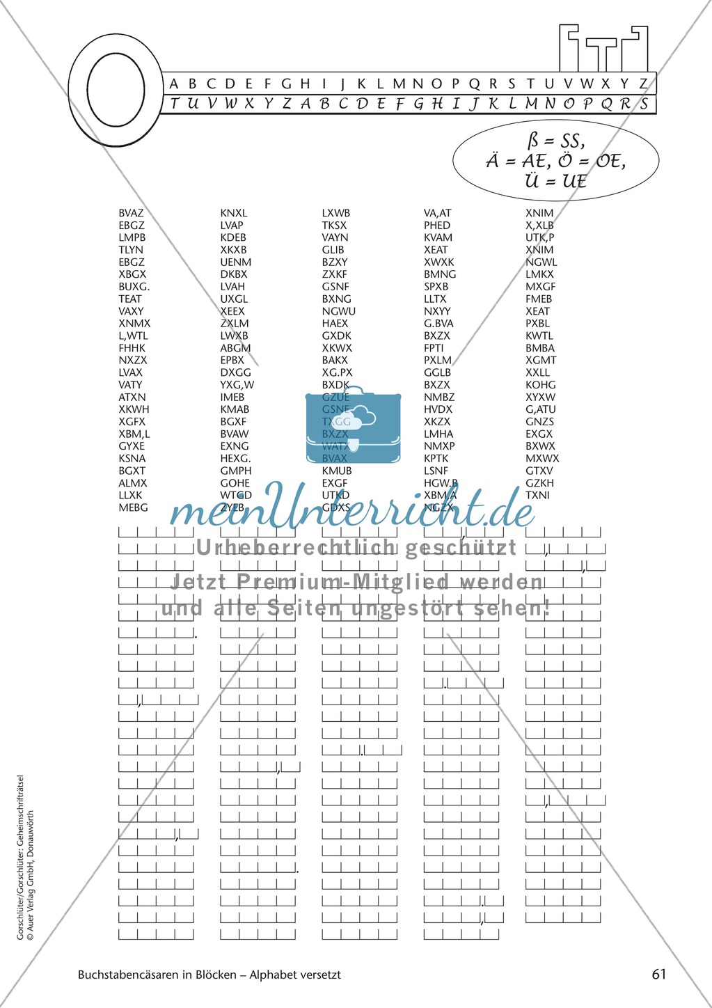 Geheimschrift in Blöcken Alphabet versetzt: Übungen Preview 1