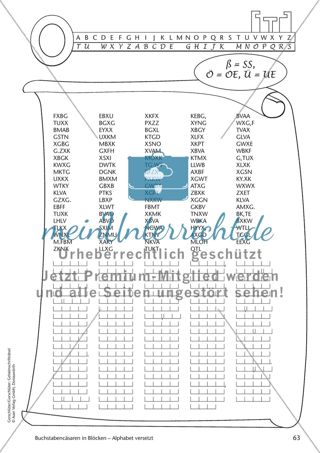 Geheimschrift in Blöcken Alphabet versetzt: Übungen Preview 3