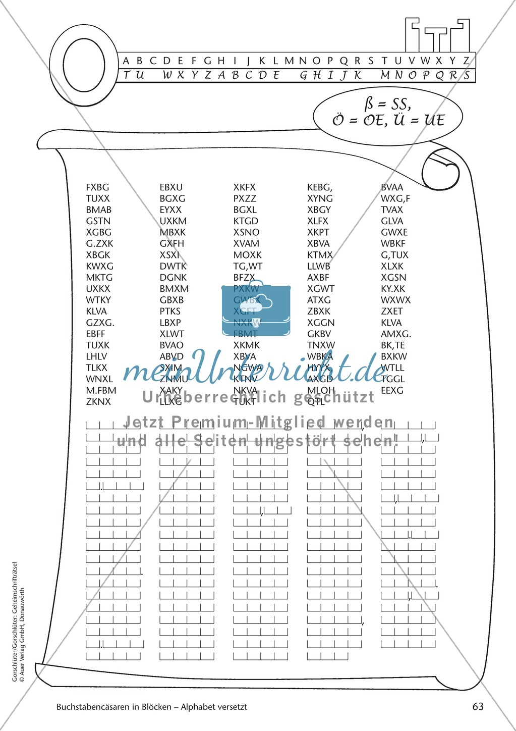 Geheimschrift in Blöcken Alphabet versetzt: Übungen Preview 3