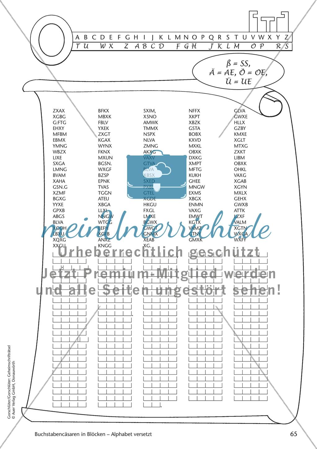 Geheimschrift in Blöcken Alphabet versetzt: Übungen Preview 5