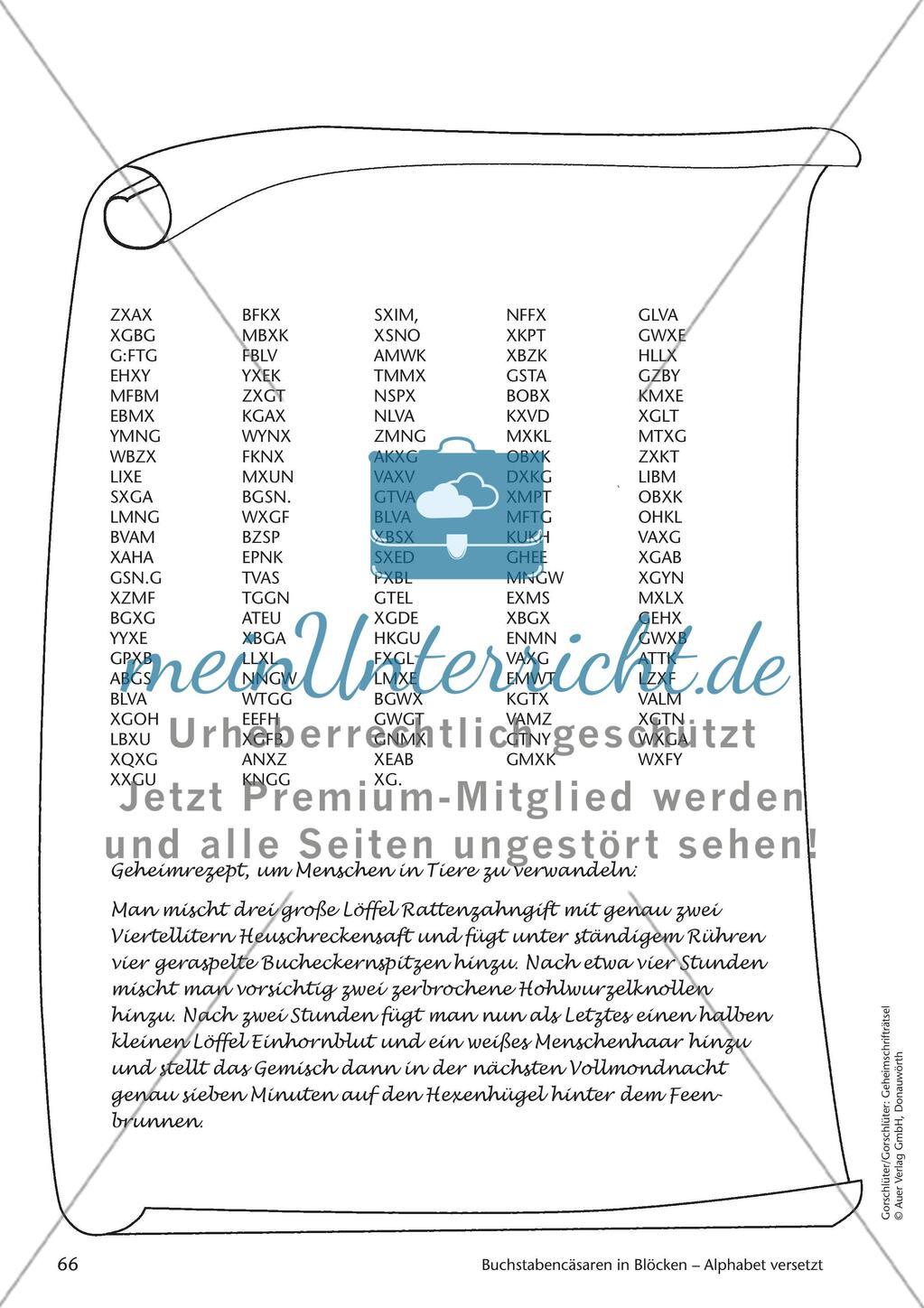 Geheimschrift in Blöcken Alphabet versetzt: Übungen Preview 6