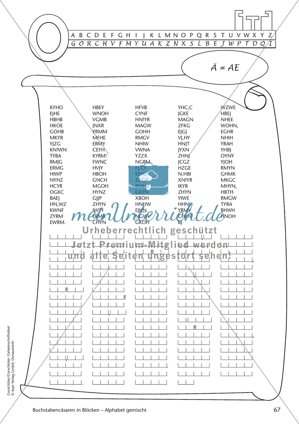 Geheimschrift in Blöcken Alphabet gemischt: Übungen Preview 1
