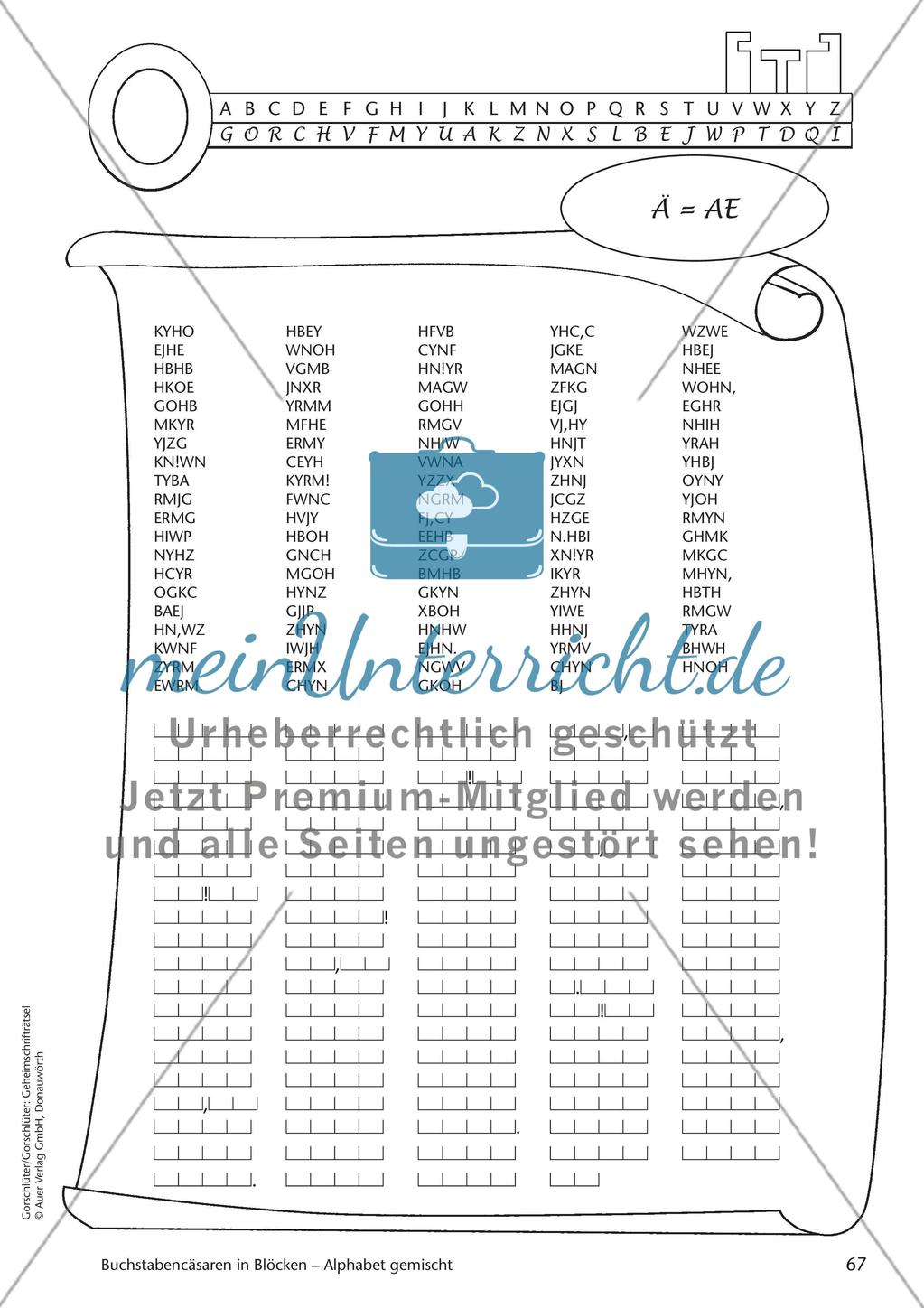 Geheimschrift in Blöcken Alphabet gemischt: Übungen Preview 1