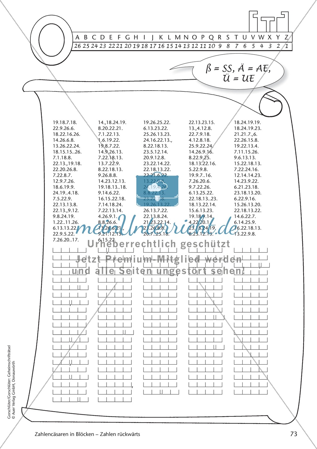 Geheimschrift in Blöcken Zahlen rückwärts: Übungen Preview 1