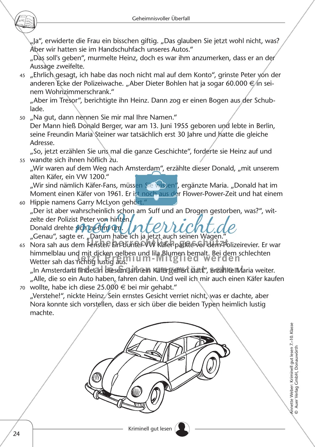 Geheimnisvoller Überfall: Text + Lückentext + Übung + Lösung Preview 2