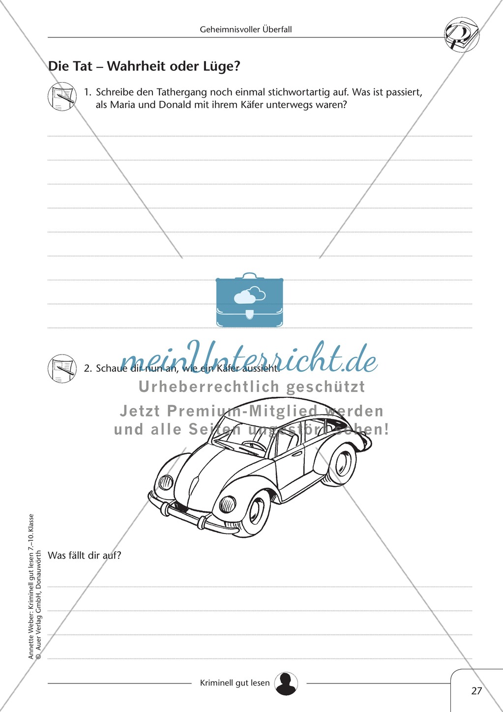 Geheimnisvoller Überfall: Text + Lückentext + Übung + Lösung Preview 5