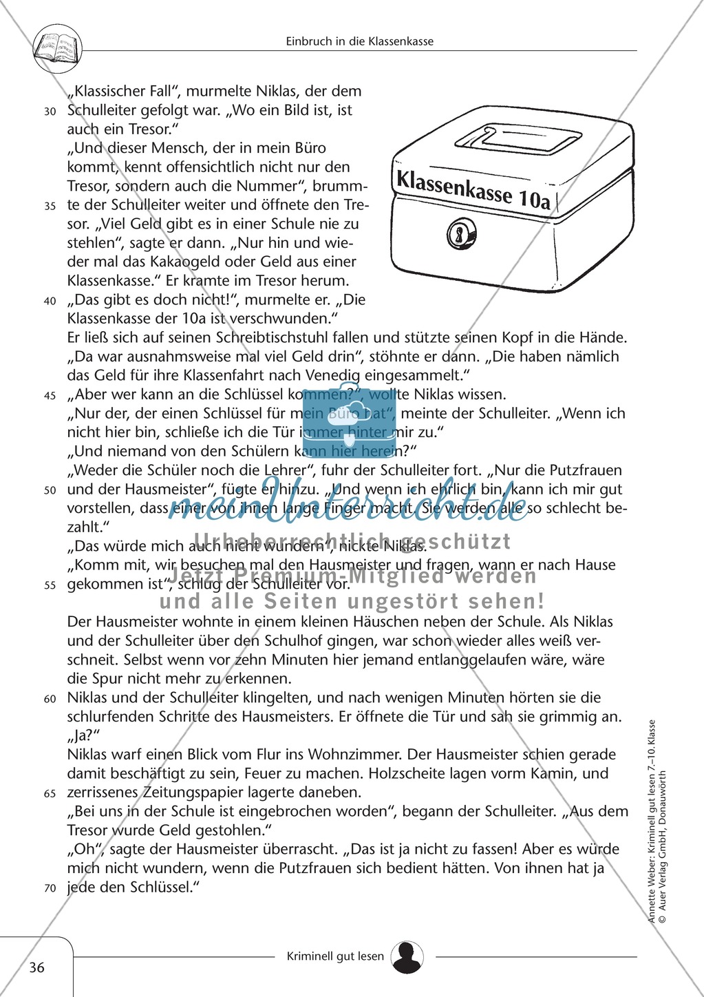 Einbruch in die Klassenkasse: Text + Übung + Lösung Preview 2