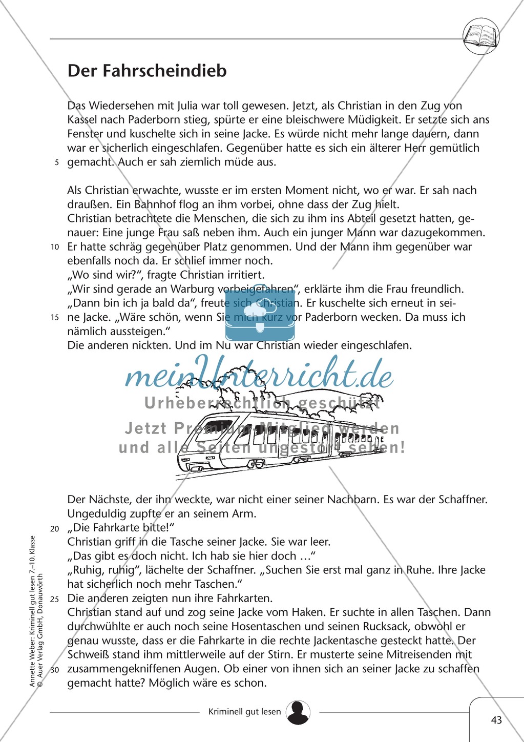 Der Fahrscheindieb: Text + Übung + Lösung Preview 1