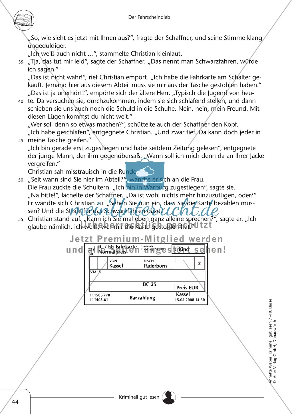 Der Fahrscheindieb: Text + Übung + Lösung Preview 2