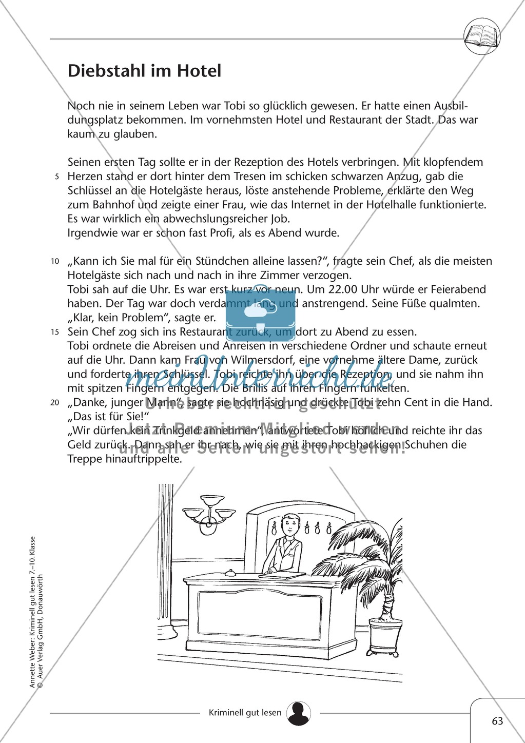 Diebstahl im Hotel: Text + Übung + Lösung Preview 1