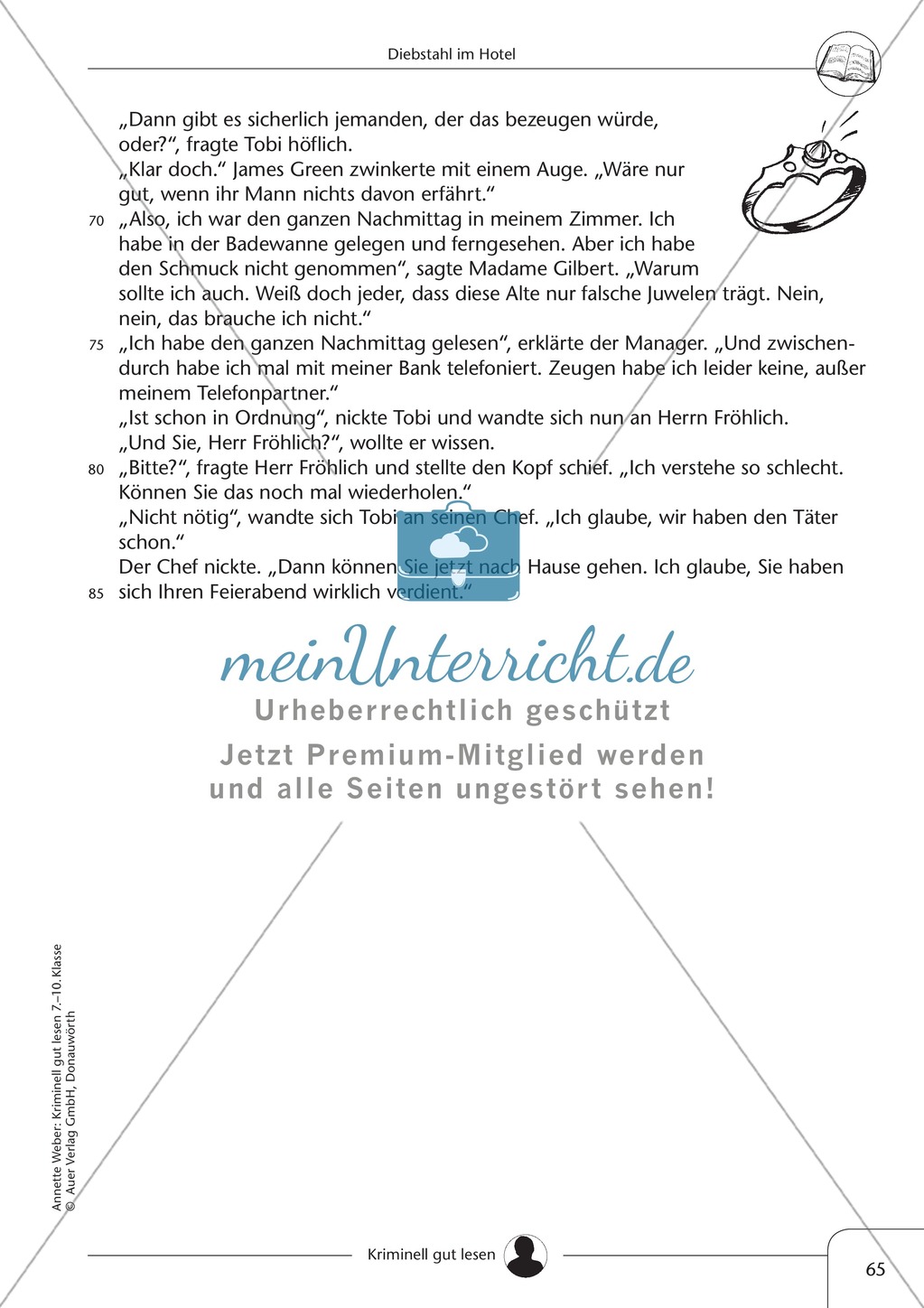 Diebstahl im Hotel: Text + Übung + Lösung Preview 3