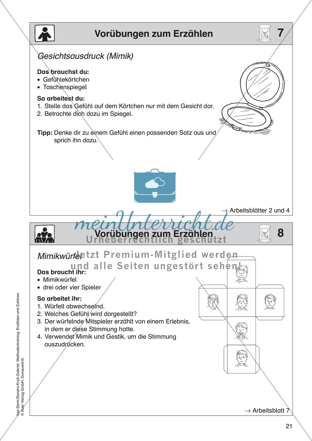 Vorübungen zum Erzählen: Gesichtsausdruck + Mimikwürfel Preview 1