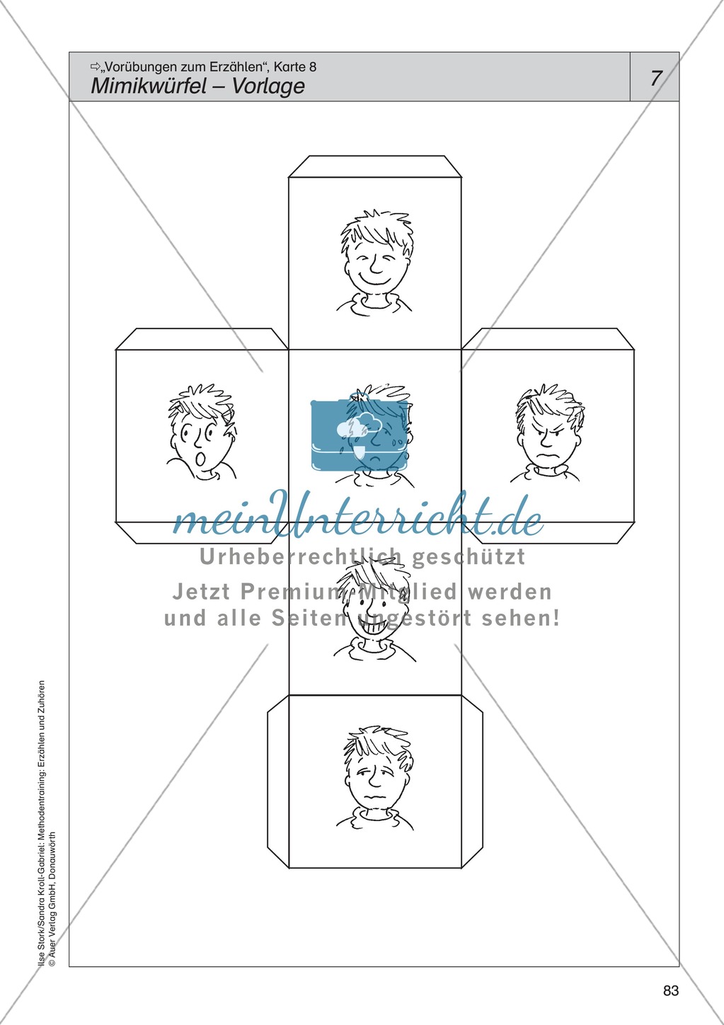 Vorübungen zum Erzählen: Gesichtsausdruck + Mimikwürfel Preview 3