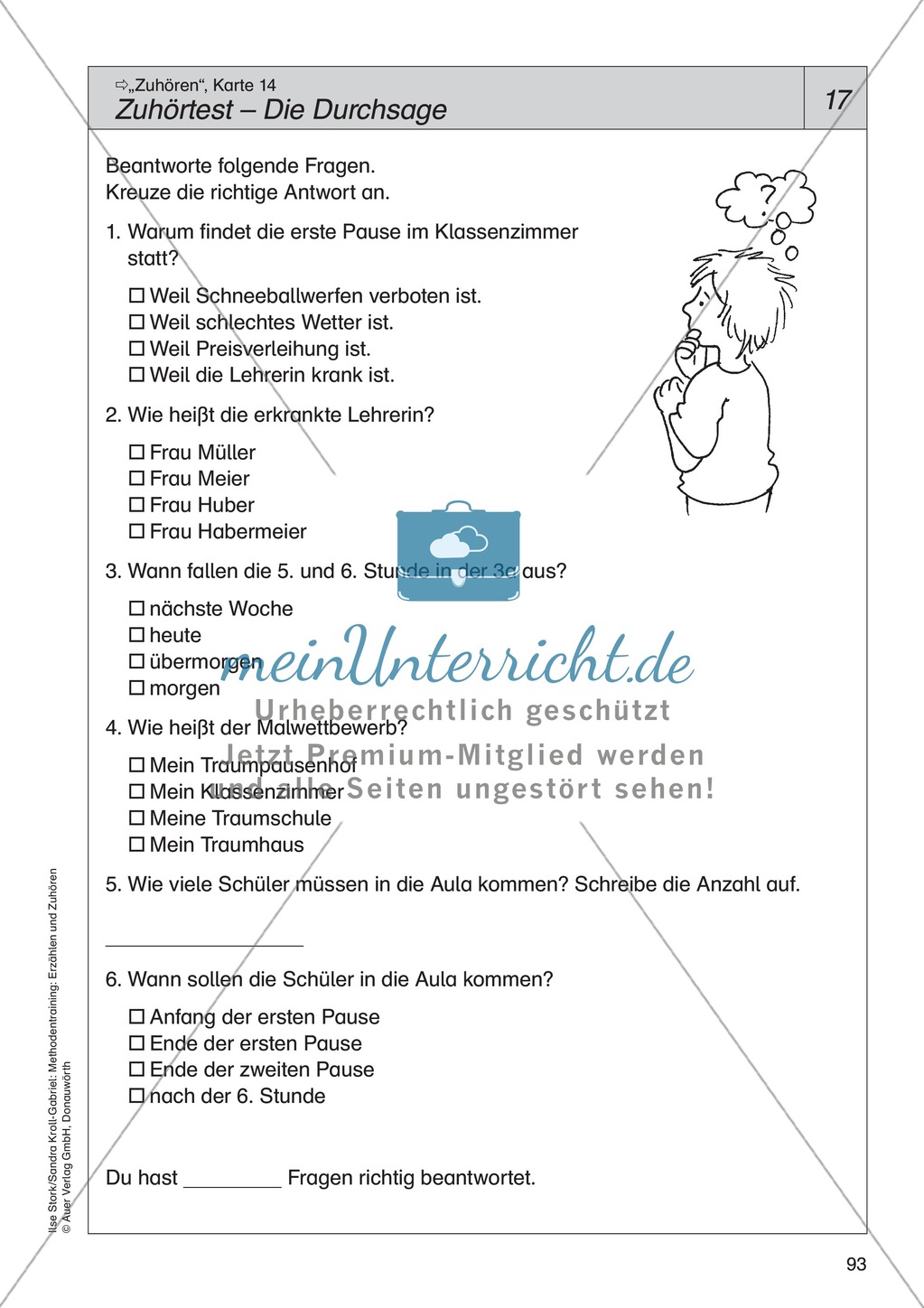 Zuhören: Zuhörtest + Zuhörtext Preview 2