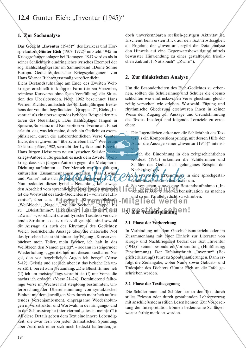 Politische Lyrik von Celan, Hermlin: Sachanalyse + didaktische Analyse + Verlaufsplanung + Weiterführung Preview 1