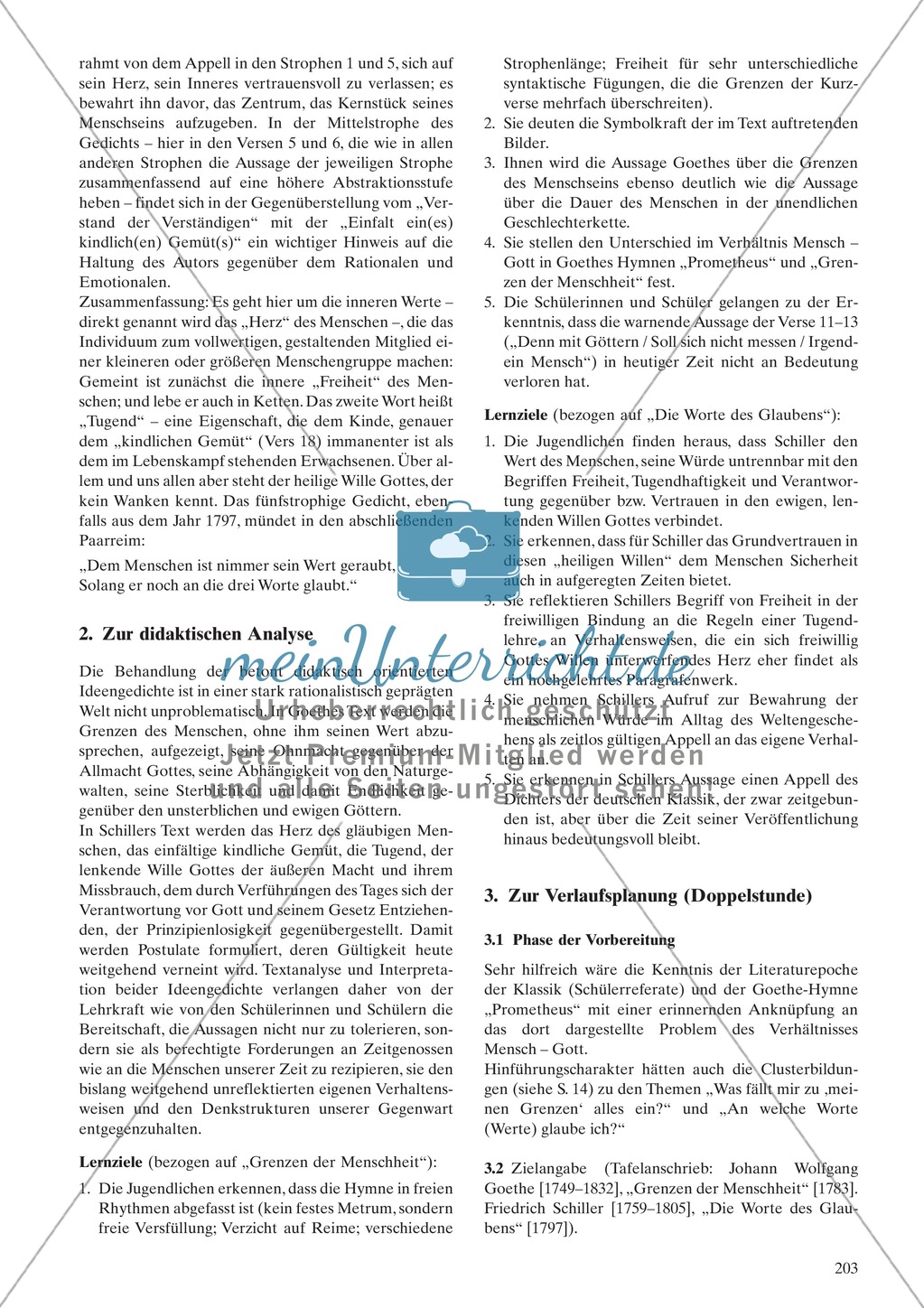 Ideengedichte von Goethe, Schiller: Sachanalyse + didaktische Analyse + Verlaufsplanung + Weiterführung Preview 2