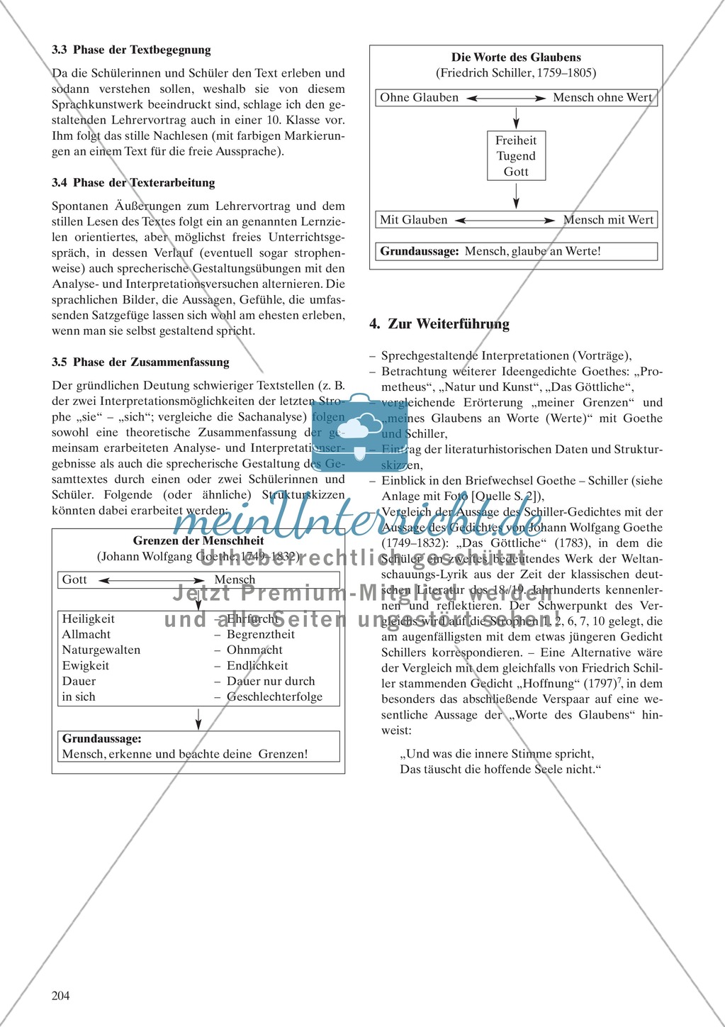Ideengedichte von Goethe, Schiller: Sachanalyse + didaktische Analyse + Verlaufsplanung + Weiterführung Preview 3