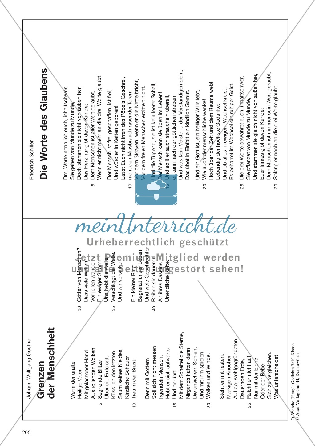Ideengedichte von Goethe, Schiller: Sachanalyse + didaktische Analyse + Verlaufsplanung + Weiterführung Preview 5