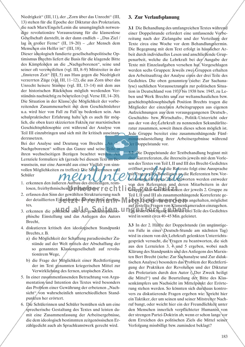 Politische Lyrik von Brecht, Enzensberger: Sachanalyse + didaktische Analyse + Verlaufsplanung + Weiterführung Preview 2