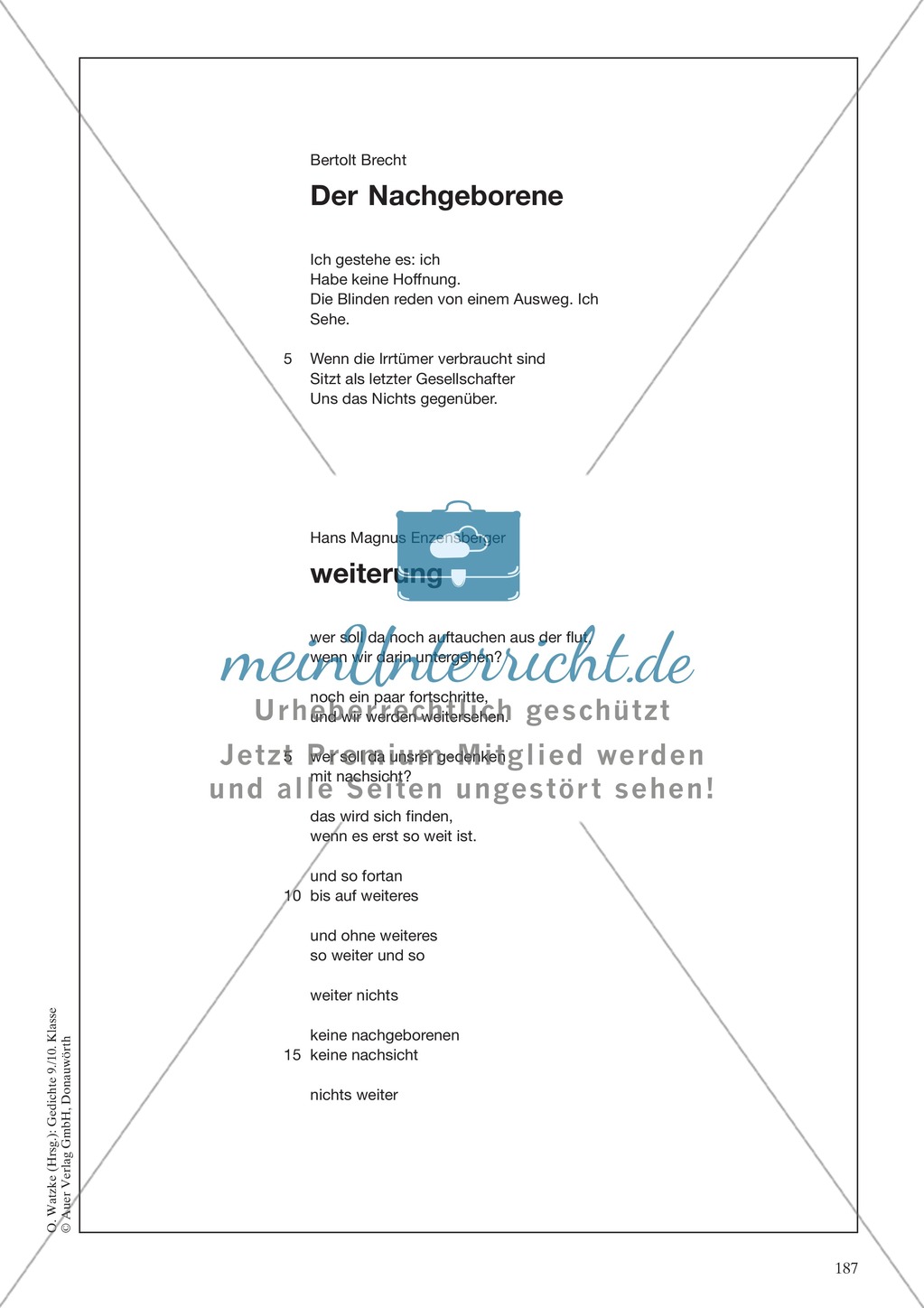 Politische Lyrik von Brecht, Enzensberger: Sachanalyse + didaktische Analyse + Verlaufsplanung + Weiterführung Preview 6