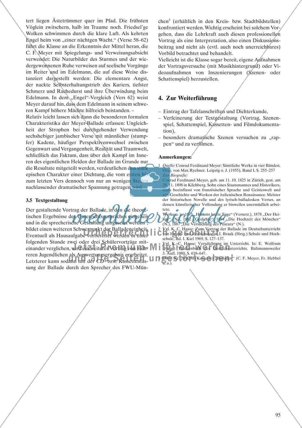 Ballade von Meyer: Sachanalyse + didaktische Analyse + Verlaufsplanung + Weiterführung Preview 3