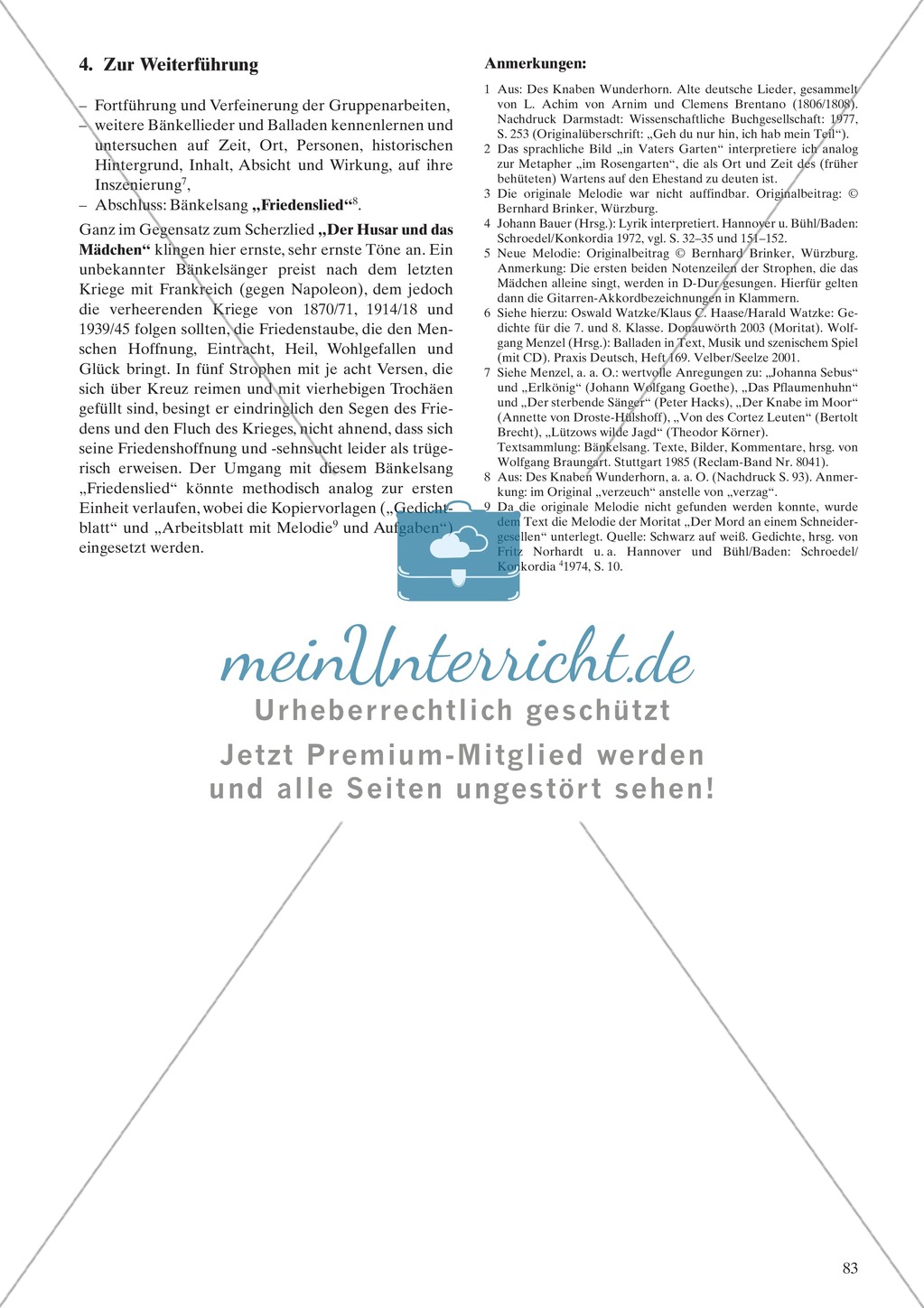 Balladen - unbekannte Bänkelsänger: Sachanalyse + didaktische Analyse + Verlaufsplanung + Weiterführung Preview 3