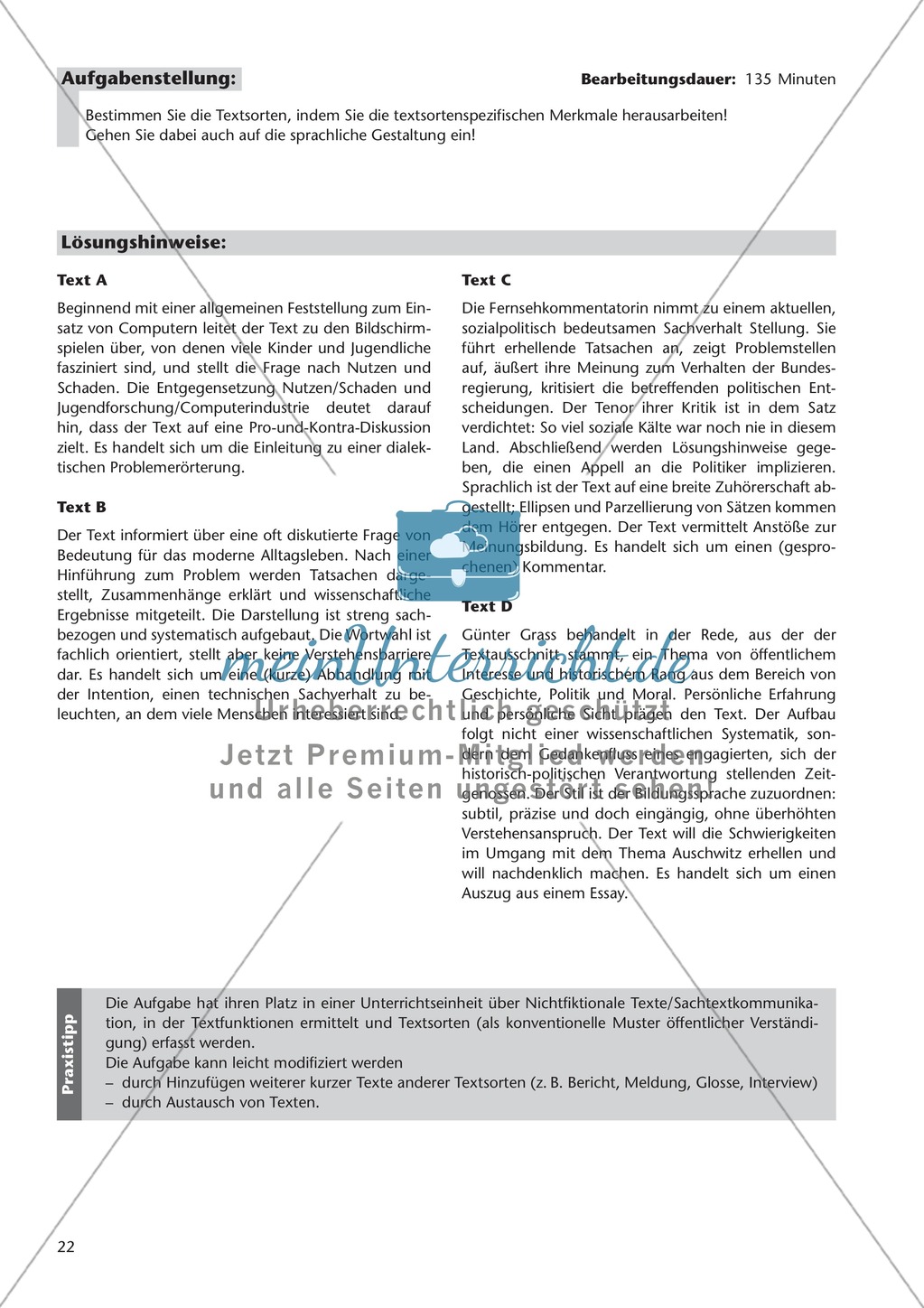 Klausur: Textsorten unterscheiden - Sachtextanalyse + Lösung Preview 3