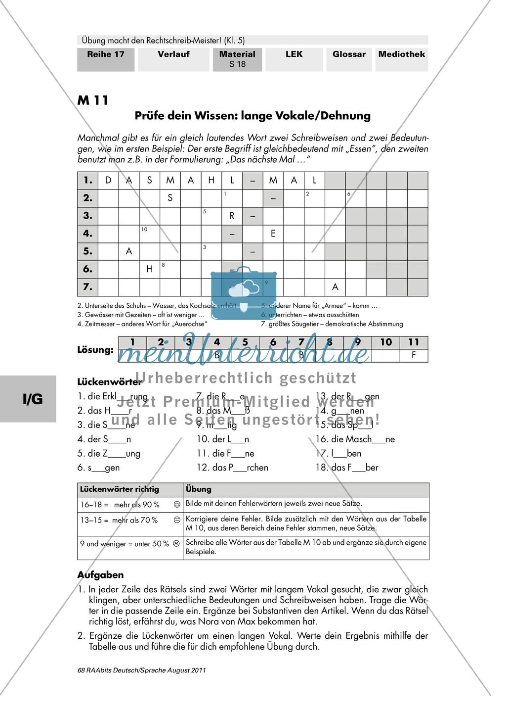 Rechtschreibung: lange Vokale/Dehnung Preview 2