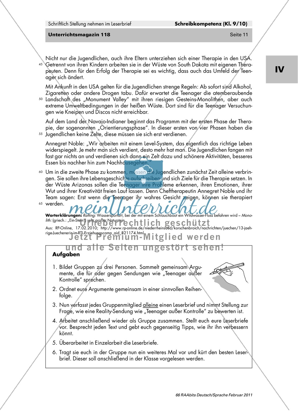 Der Leserbrief als schriftliche Stellungnahme: Merkmale kennen lernen, Fehler finden, Produktion eines eigenen Leserbriefes Preview 7